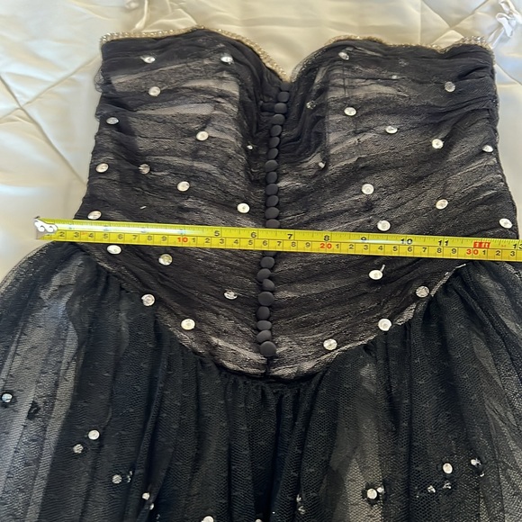 Vintage Custom Made Black Corset Sweetheart Ball gown Rhinestones Sequins Small - Picture 13 of 17